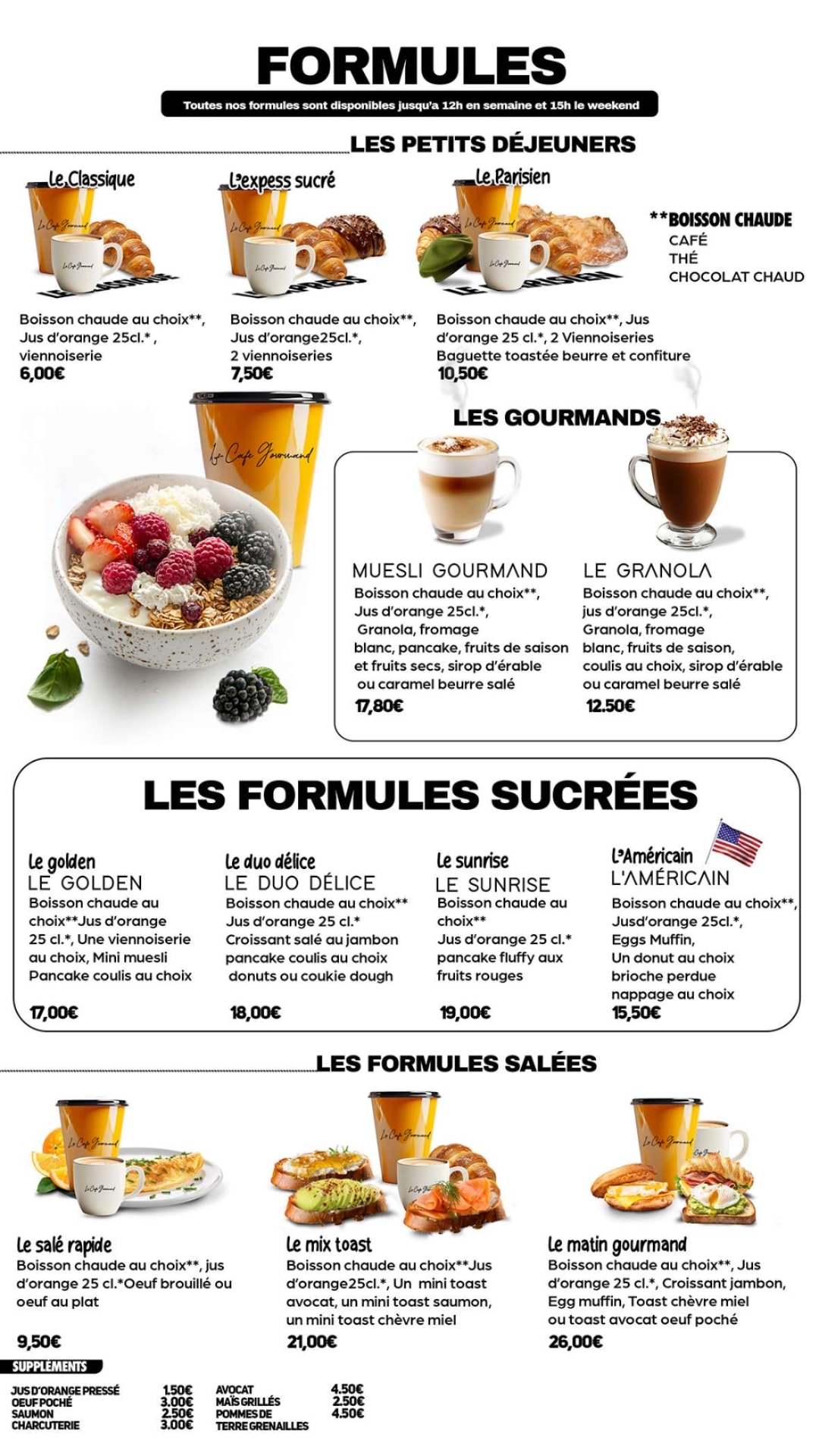 Menu Formules du Café Gourmand